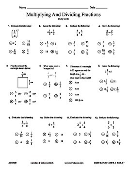 Preview of Fractions - Multiplication And Division Interactive Study Guide And Assessment