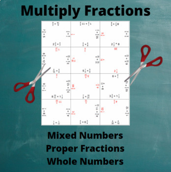 Preview of Fractions Multiplication Jigsaw Puzzle: Mixed Numbers, Proper Fractions, Whole #