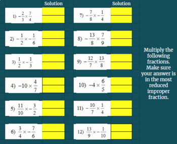 Preview of Fractions: Multiplying Improper Fractions - Google Classroom Ready!