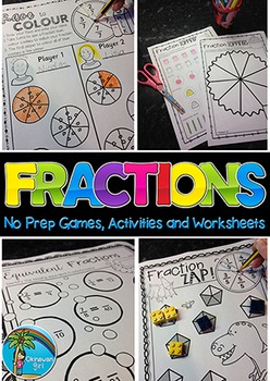 Preview of Fractions No Prep Games, Activities and Worksheets