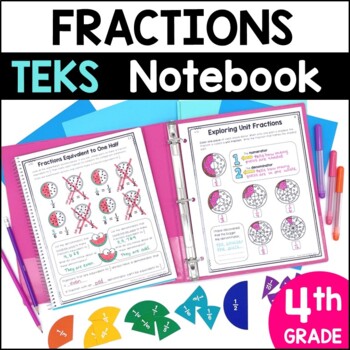Preview of Fractions Notebook 4th Grade TEKS