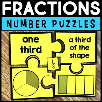 Preview of Fractions Number Puzzles - Simple Fractions - Math Centers & Stations