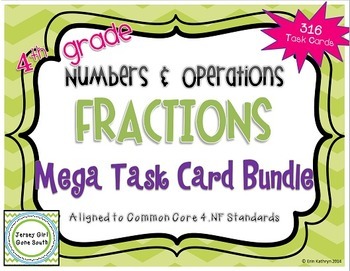 Preview of 4th Grade Fractions Mega Task Card Bundle - Common Core