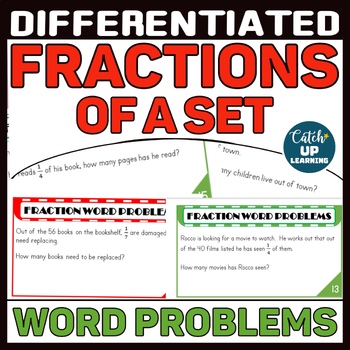 Preview of Fractions Of A Set Practice Differentiated Word Problems Special Education Math
