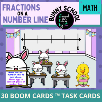 Preview of Fractions On A Number Line Easter Boom Cards™
