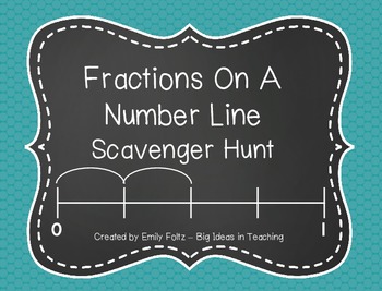 Preview of Fractions On A Number Line Scavenger Hunt Activity...FUN!