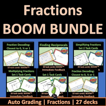 Preview of Operations with Fractions Boom Digital Bundle task cards