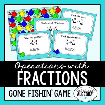 Preview of Fractions Operations | Gone Fishin' Game