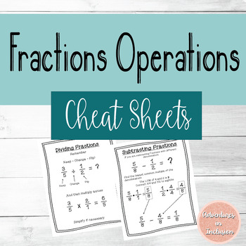 Preview of Fractions Operations Cheat Sheets/Reference Sheets