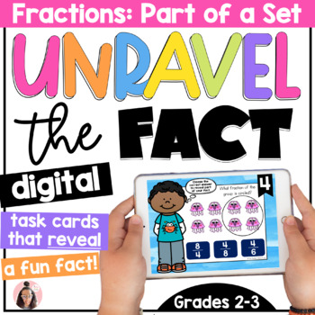 Preview of Fractions Part of a Set Digital Task Cards - 2nd Grade - 3rd Grade