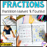 Fractions - Partition Halves & Fourths - 1st Grade Math - 