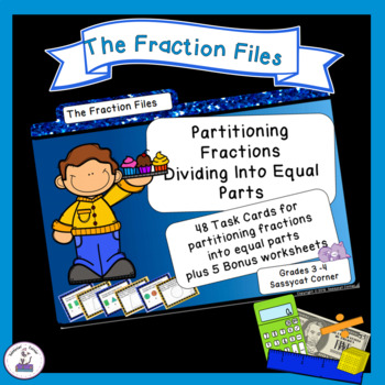Preview of Identify Fractions by Partitioning Unit Fractions Task Cards