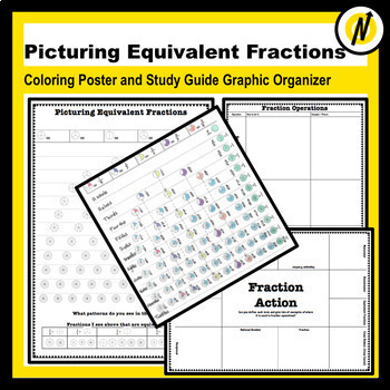 Preview of Picturing Equivalent Fractions Coloring Poster and Study Guide