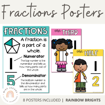 Preview of Fractions Posters {Rainbow Theme}