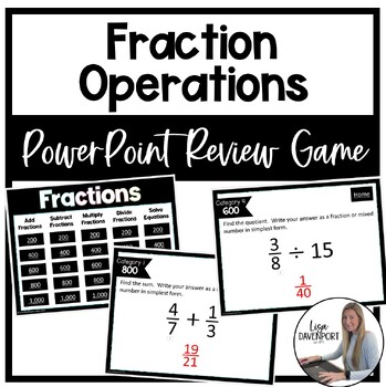 Preview of Fractions PowerPoint Review Game (Add Subtract Multiply and Divide Fractions)