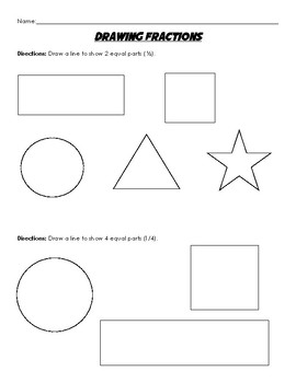 Preview of Fractions Practice - Drawing Fractions on Shapes