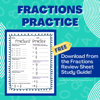 Preview of Fractions Practice: GCF, LCM, LCD, Mixed Numbers, Equal and Improper Fractions