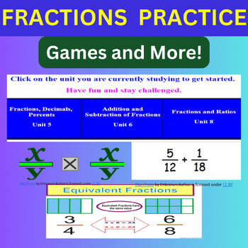 Preview of Fractions Practice with Games and More! Bundle