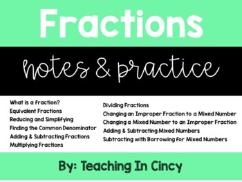 Preview of Fractions Practice Packet and Study Guide