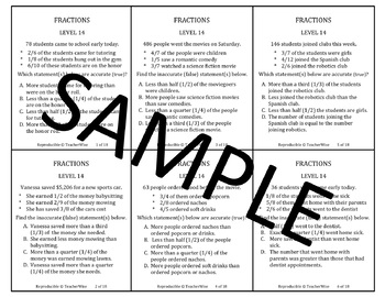 Preview of Fraction Problem Solving Task Cards: Level 14 Accurate / Inaccurate Statements