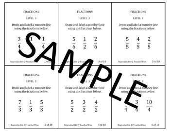 Preview of Fraction Problem Solving Task Cards: Level 3 Fraction Number Line