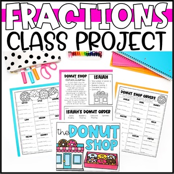 Preview of Fractions Project | Fraction Activities - Class Donut Shop