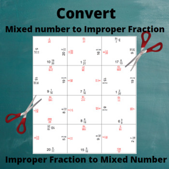 Preview of Convert Fractions Jigsaw Puzzle: Mixed Numbers to Improper Fractions