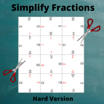 Preview of Simplify Fractions Jigsaw Puzzle: Simplify Proper Fractions (Hard)