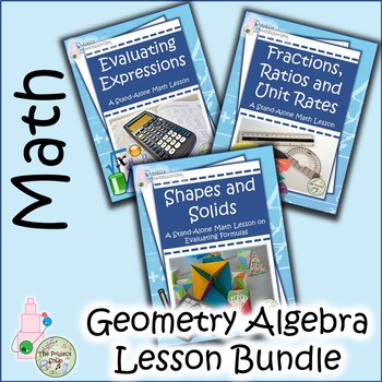 Preview of Fractions Ratios Formulas Shapes and Solids Bundle of Math Lessons