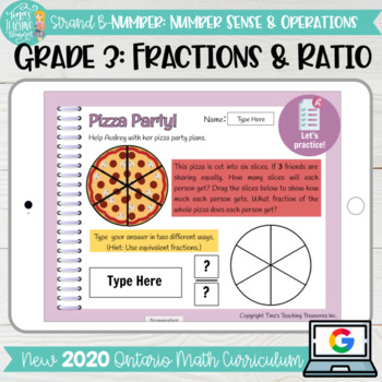 Preview of Fractions & Ratios Grade 3 2020 Ontario Math- DIGITAL Google Slides activities