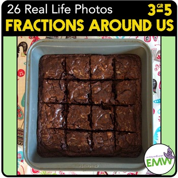 Preview of Fractions Real life Picture Photo Cards Math Slides Print or Digital