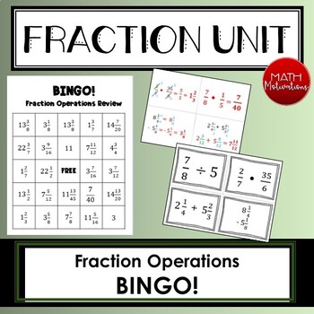 Preview of Fractions Review BINGO! (Add, Subtract, Multiply, Divide)