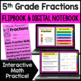 5th Grade Fractions Review Digital Notebook & Printable Ma