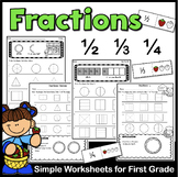 Fractions - Simple Introduction to Fractions Worksheet 1/2