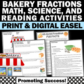 Preview of Math Functional Life Skills Worksheets Bakery Fraction Review Special Education
