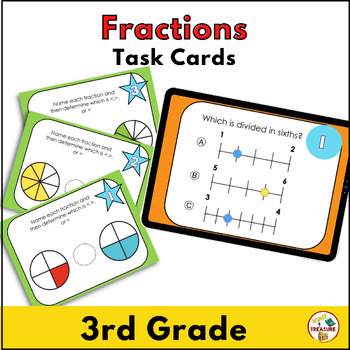 Preview of Fractions Task Cards | Print and Digital