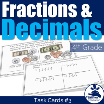 Fractions Task Cards 4th Grade #3 by Team Tom | Teachers Pay Teachers