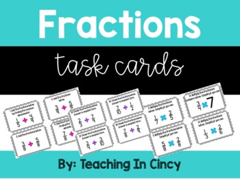 Preview of Fractions Task Cards- Mixed Review