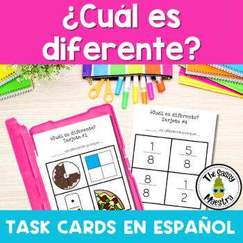 Preview of Fractions Task Cards in Spanish for Centers Tarjetas de trabajo fracciones