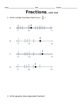 Preview of Fractions Test