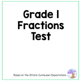 Fractions Test - Grade 1 Math (Ontario)