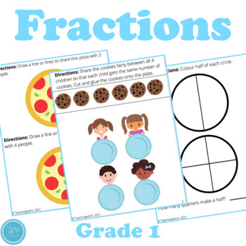 Preview of Fractions Test Grade 1 Ontario