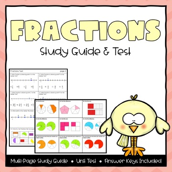 Preview of 3rd Grade Fractions Test & Study Guide