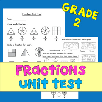 Preview of Fractions Test for Grade 2