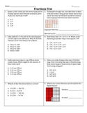 4th Grade TEKS Fractions Test/Quiz *Editable*