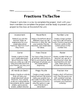 Preview of Fractions TicTacToe Extension Project