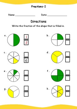 Preview of Fractions, Time, and 3D Shapes Worksheets for Grade 1-2 & 3