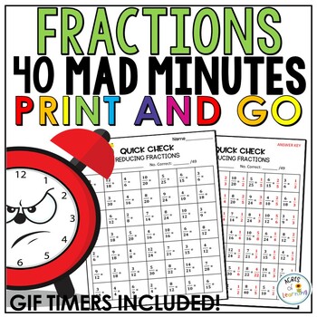 Preview of Simplifying Fractions Timed Tests | Reducing Fractions