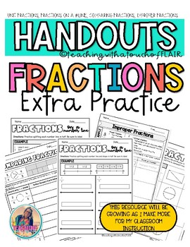 Preview of Fractions (Unit Fractions, Comparing Fractions, Improper Fractions) Growing Set