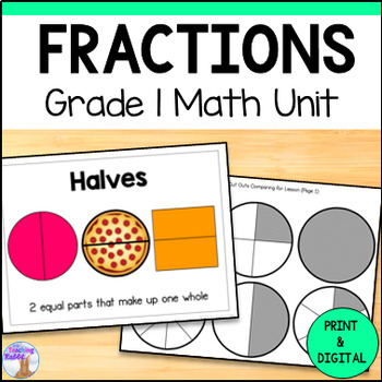 Preview of Fractions Unit & Test - Grade 1 Math (Ontario) - Print & Digital